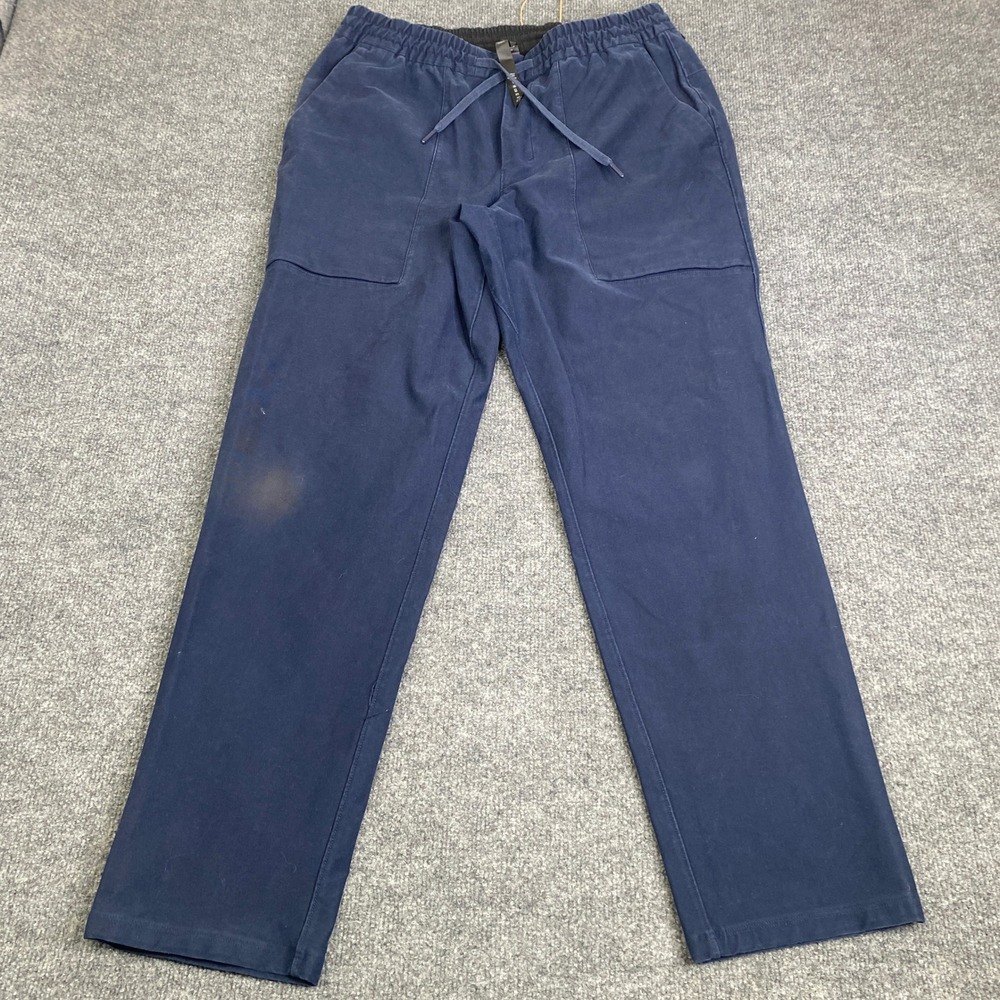 Lululemon Lab Mens Navy Blue Elastic Waist Drawstring Straight Leg Pants Large